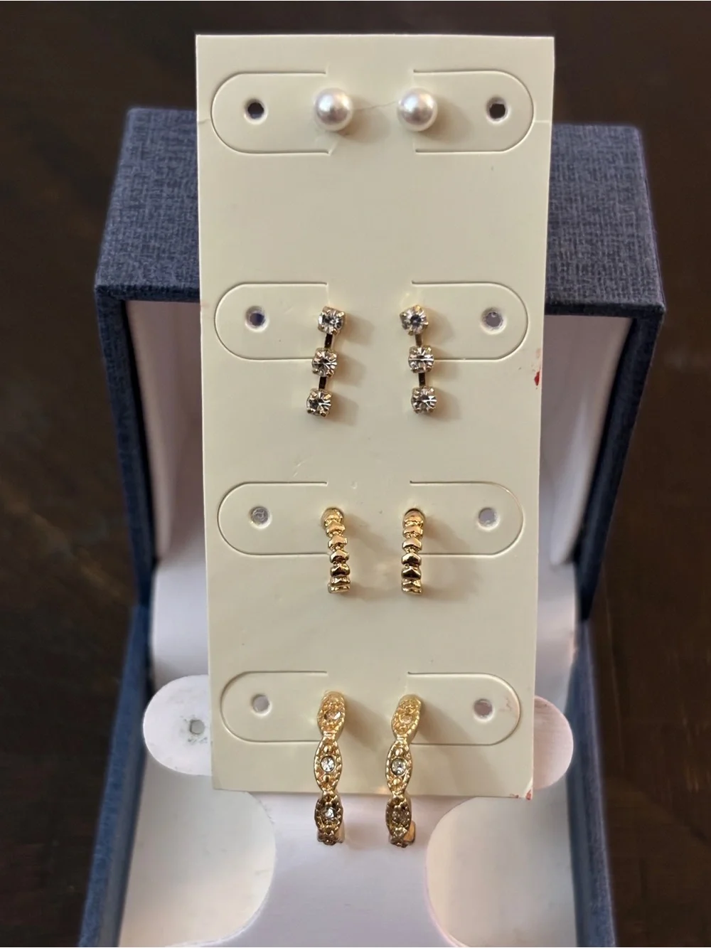 Gold and Pearl Mixed Earring Set - Elegant Studs